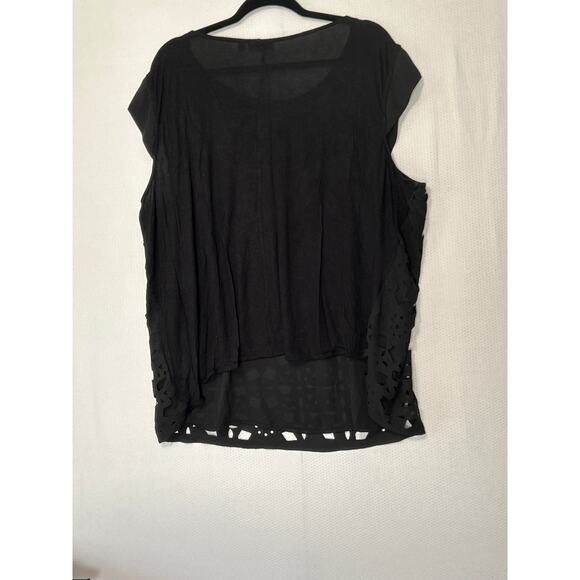 Apt. 9 Women’s Plus Black Eyelet Overlay Blouse – Short Sleeve Scoop Neck Top 3X - Picture 7 of 9